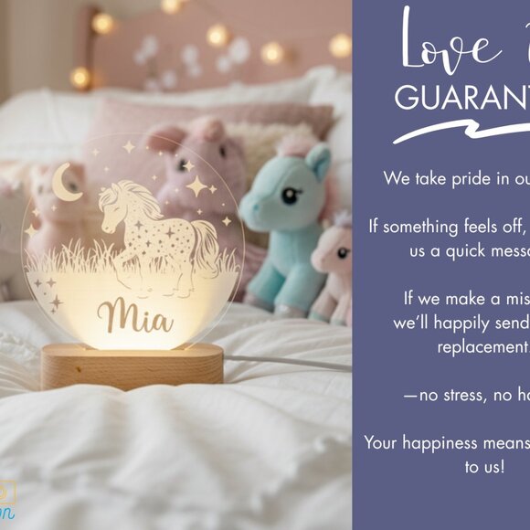 Horse Night Light – Personalized LED Lamp for Kids Room - Picture 6 of 8